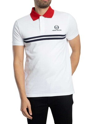 Sergio Tacchini Super MK2 Polo Shirt - White/Adrenaline Rush