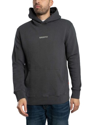 Superdry Micro Logo Pullover Hoodie - Washed Black