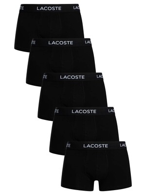 Lacoste 5 Pack Cotton Stretch Trunks - Black