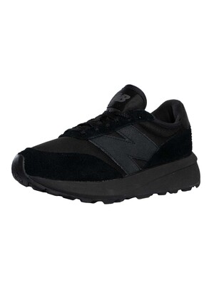 New Balance 370 Suede Trainers - Black/Black