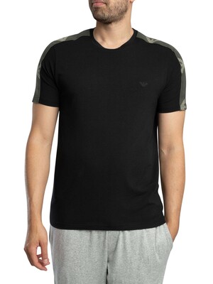 Emporio Armani Lounge Logo Trim Crew T-Shirt - Black