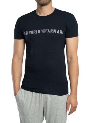 Emporio Armani Lounge Mega Logo Crew T-Shirt - Armani Blue