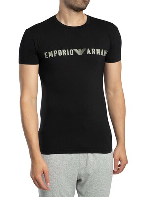 Emporio Armani Lounge Mega Logo Crew T-Shirt - Black