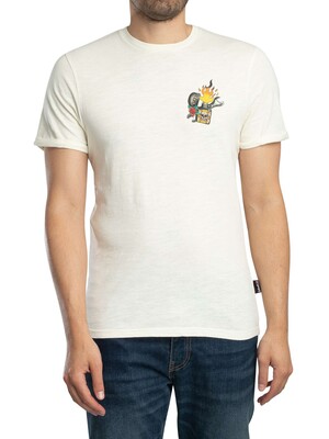 Schott Vintage Chest Print T-Shirt - Off White