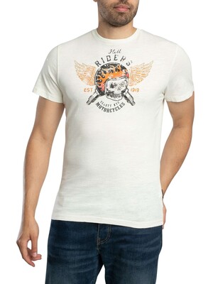 Schott Vintage Front Print T-Shirt - Off White