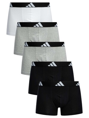 Adidas 5 Pack Active Flex Trunks - Black/Grey/White