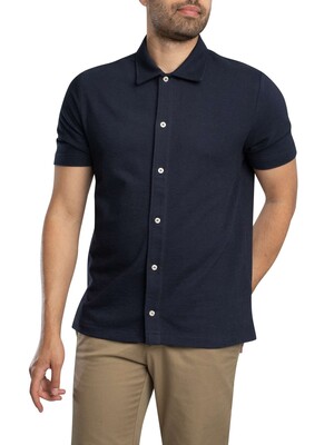 GANT Textured Short Sleeved Shirt - Evening Blue