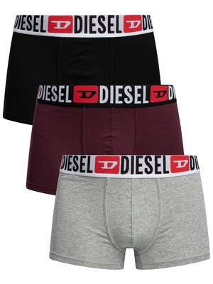 Diesel 3 Pack Damien Trunks - Grey/Burgundy/Black