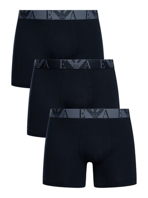 Emporio Armani 3 Pack Stretch Cotton Boxer Briefs - Blue/Blue
