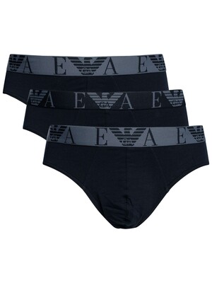 Emporio Armani 3 Pack Stretch Cotton Briefs - Blue/Blue