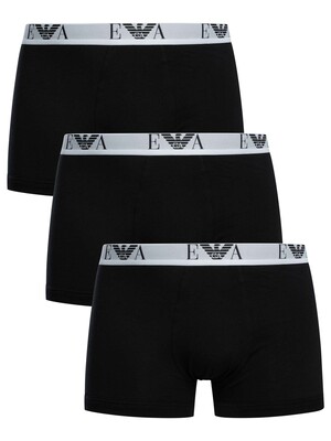 Emporio Armani 3 Pack Stretch Cotton Trunks - Black/White