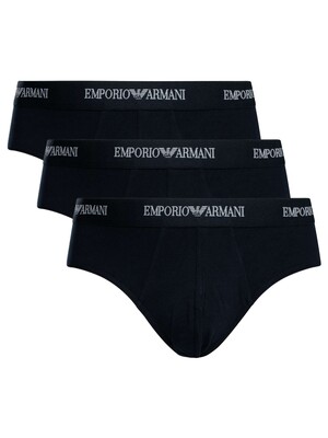 Emporio Armani 3 Pack Stretch Cotton Briefs - Blue/White