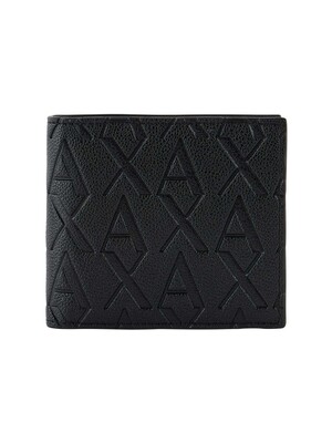 Armani Exchange Portafoglio Bi Fold Leather Wallet - Black