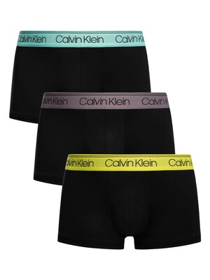 Calvin Klein 3 Pack Low Rise Trunks - Black (Green/Grey/Yellow)