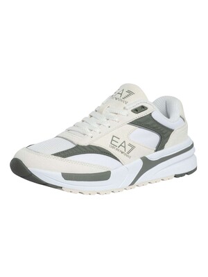 EA7 Brand Mesh Trainers - White/Mulled Basil