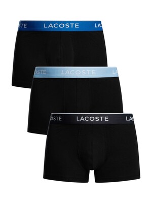 Lacoste 3 Pack Cotton Stretch Trunks - Black (Black/Light Blue/Blue)