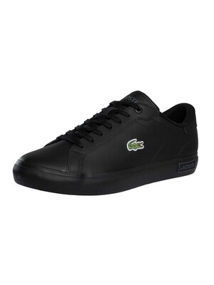 Lacoste Powercourt 125 2 SMA Leather Trainers - Black/Black