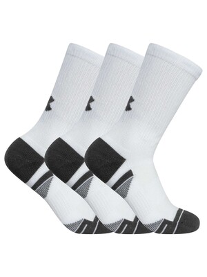 Under Armour 3 Pack Performance Tech Crew Socks - White/Jet Gray
