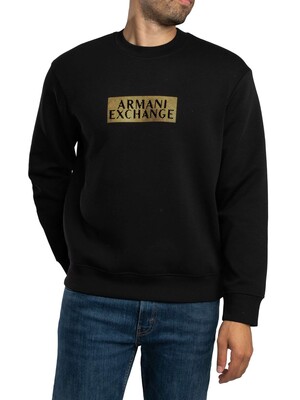 Armani Exchange Diagonal Graphic Sweatshirt - Black/Gold