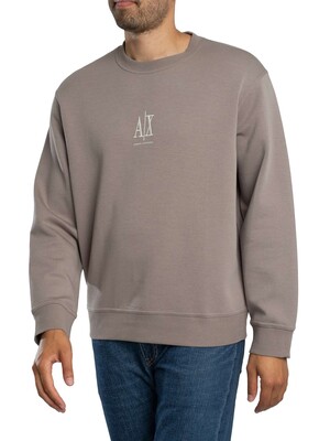 Armani Exchange Embroidered Centre Logo Sweatshirt - Driftwood