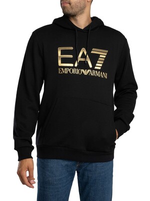 EA7 Train Big Logo Pullover Hoodie - Black/Gold