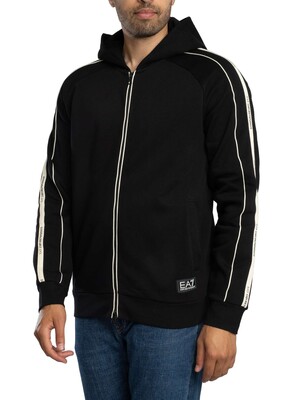 EA7 Train Logo Zip Hoodie - Black/White