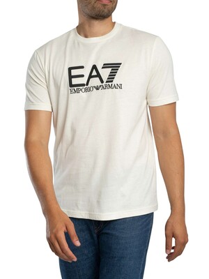 EA7 Train Visibility T-Shirt - Cream/Black