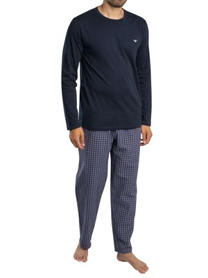 Emporio Armani Check Longsleeved Pyjama Set - Blue