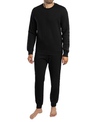 Emporio Armani Logo Lounge Tracksuit - Black