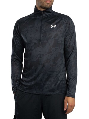 Under Armour Tech 2.0 1/2 Zip Long Sleeve Top - Black/White