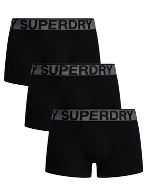 Superdry 3 Pack Trunks - Triple Black/Grey