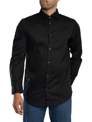 Armani Exchange Regular Brand Pattern Shirt - Black/Black