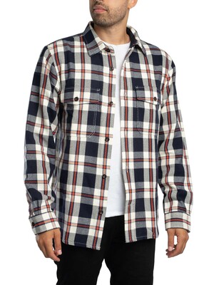 GANT Heavy Twill Check Overshirt - Evening Blue