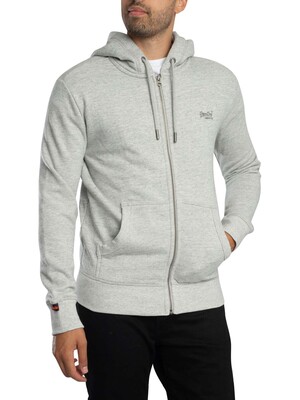 Superdry Essential Logo Zip Hoodie - Varsity Grey Grindle