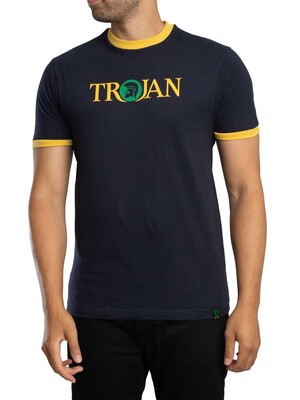 Trojan Logo Ringer T-Shirt - Navy