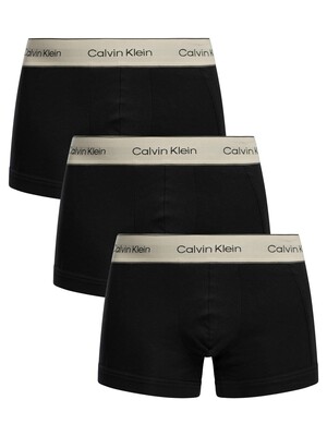 Calvin Klein 3 Pack Heritage Cotton Stetch Trunks - Black/Gold