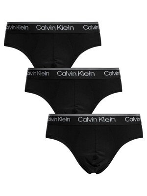 Calvin Klein 3 Pack Microfiber Stretch Hip Briefs - Black