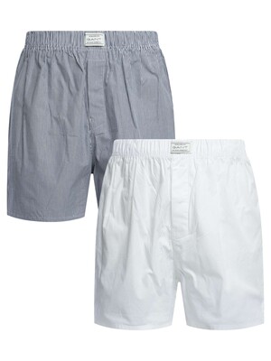GANT 2 Pack Woven Boxers - Blue/White