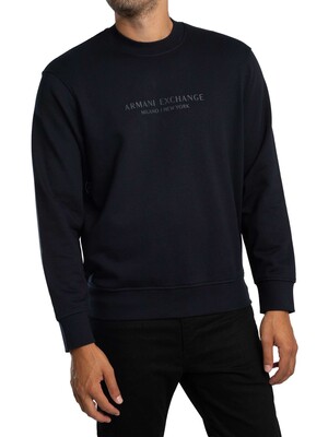 Armani Exchange Raised Logo Sweatshirt - Deep Navy