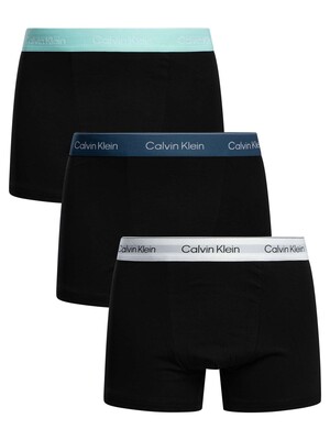 Calvin Klein 3 Pack Icon Relaxed Fit Trunks - Black (Tahiti/Turquoise/White)