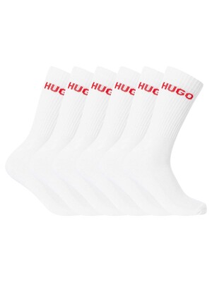 HUGO 6 Pack Soft Cotton Socks - White