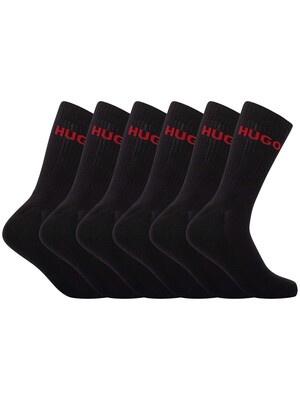 HUGO 6 Pack Soft Cotton Socks - Black