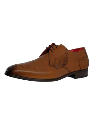 Jeffery West Wing Brogue Leather Shoes - Tan