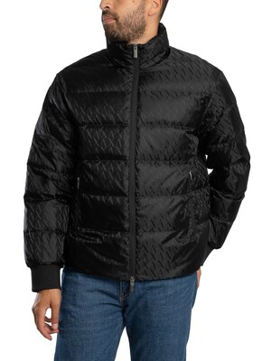 Armani Exchange Logo Pattern Puffer Jacket - Black
