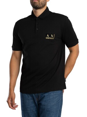 Armani Exchange Regular Chest Logo Polo Shirt - Black/Gold