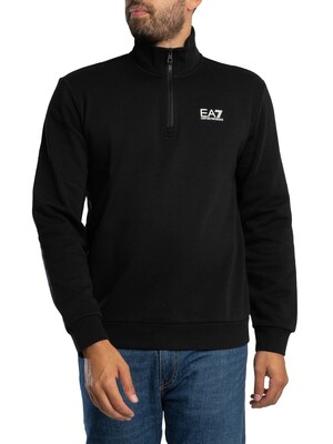 EA7 Chest Logo 1/4 Zip Sweatshirt - Black