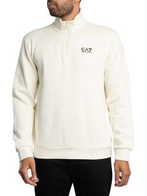 EA7 Chest Logo 1/4 Zip Sweatshirt - Vanilla Ice