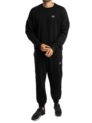 EA7 Box Logo Sweat Tracksuit - Black