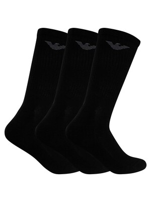 Emporio Armani 3 Pack Short Socks - Black