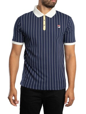 Fila BB1 Classic Vintage Stripe Polo Shirt - Navy/Raffia/Gardenia